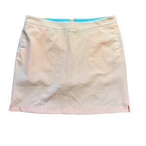 Greg‎ Norman Women's Golf Skort Waist 34 Pink Stripe Zip Up Tennis Pickleball